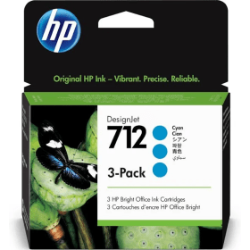 HP 712 Cyan Ink Cartridge Tripack 3ED77A Original