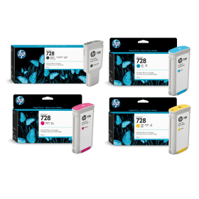 HP 728 Extra High Capacity Multipack Full Set of 4 Ink Cartridges Original