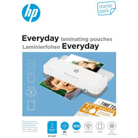 HP Everyday Laminating Pouch Starter Set 160 Micron Gloss 100 Pack
