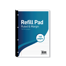Hamelin Ruled Margin Refill Pad 160 Pages A4 5 Pack 573313 F