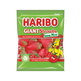 Haribo Strawbs Gone Mini Sweets Treat Size Bag 16g 100 Pack 794073 F