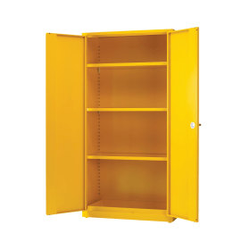 Hazardous Substance Storage Cabinet 72in x 36in x 18in c w 3 Shelf Yellow 371574 F