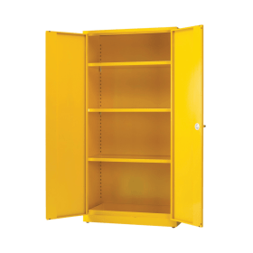 Hazardous Substance Storage Cabinet 72in x 48in x 18in c w 3 Shelf Yellow 371573 F
