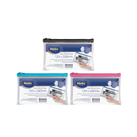 Helix 8in x 5in PVC Pencil Case Clear 12 Pack 149092 F