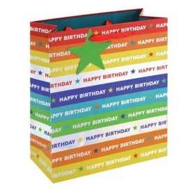 Holographic Happy Birthday Gift Bag Medium Rainbow 6 Pack EU13758 F