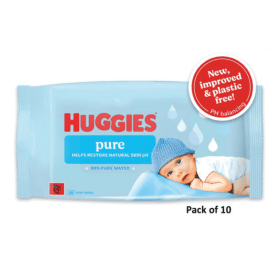 Huggies Pure Plastic Free Baby Wipes 48 Wipes 10 Pack PX58252 F