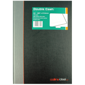 Ideal A4 Cashbook Casebound Double Cash 192 Pages Black 130477 F