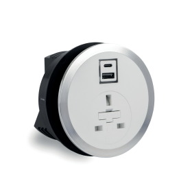 In Desk Power Module 1xUK Socket 1xUSB A C PD 35W Charger White 918100 F