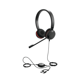 Jabra Evolve 30 II Wired On Ear Stereo Headset USB C A Black 921960 F