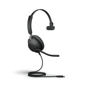 Jabra Evolve2 40 SE Wired On Ear Monaural Headset USB C Black 817200 F