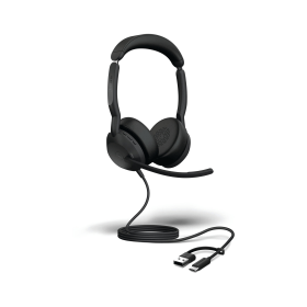 Jabra Evolve2 50 Wired On Ear UC Stereo Headset USB C A Black 921972 F