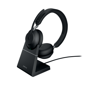 Jabra Evolve2 65 UC Wireless On Ear Stereo Headset USB C with Charging Stand Black 600756 F