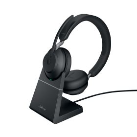 Jabra Evolve2 65 Wireless On Ear Stereo Headset with Charging Stand USB C Black 751791 F
