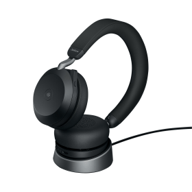 Jabra Evolve2 75 Wireless On Ear Headset with Charging Stand Bluetooth USB A Black 761625 F