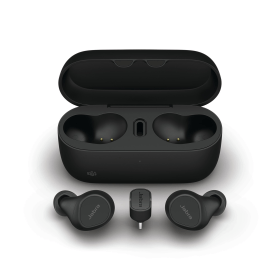 Jabra Evolve2 Wireless Bluetooth Ear Buds Black USB C UC with Wireless Charging Pad 831514 F