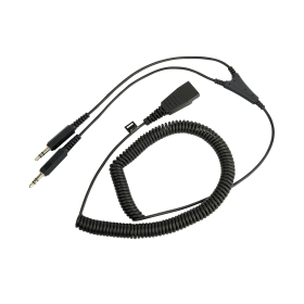 Jabra Quick Disconnect QD PC Cord to Dual 3.5mm Jack Coiled Cord 761383 F