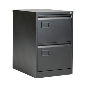 Jemini 2 Drawer Filing Cabinet Lockable 470mm x 622mm x 711mm Black 370540 F