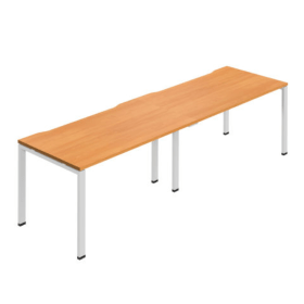 Jemini 2 Person Bench Desk 1200x800x730mm Beech White 2 Pack KF800435 F