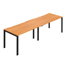 Jemini 2 Person Bench Desk 1400x800x730mm Beech Black 2 Pack KF800449 F