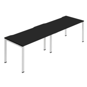 Jemini 2 Person Bench Desk 1400x800x730mm Black White 2 Pack KF800455 F