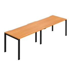 Jemini 2 Person Bench Desk 1600x800x730mm Beech Black 2 Pack KF800465 F