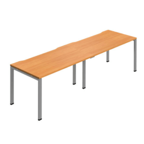 Jemini 2 Person Bench Desk 1600x800x730mm Beech Silver 2 Pack KF800466 F