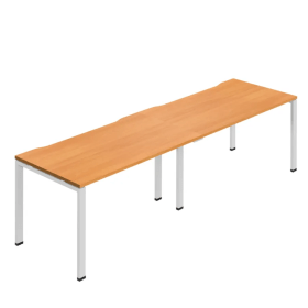 Jemini 2 Person Bench Desk 1600x800x730mm Beech White 2 Pack KF800467 F