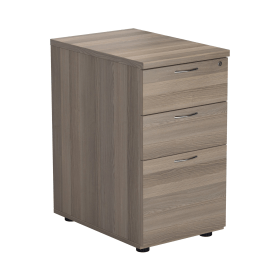 Jemini 3 Drawer Desk High Pedestal 404mm x 600mm x 730mm Grey Oak 536149 F