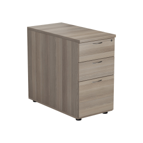 Jemini 3 Drawer Desk High Pedestal 404mm x 800mm x 730mm Grey Oak 536151 F
