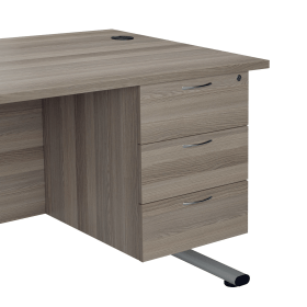 Jemini 3 Drawer Fixed Pedestal 400mm x 500mm x 495mm Grey Oak 521948 F