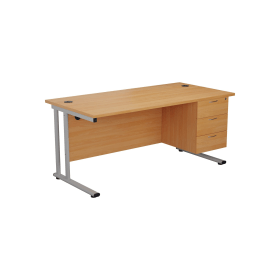 Jemini 3 Drawer Fixed Pedestal 400mm x 655mm x 495mm Beech 576432 F