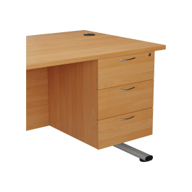 Jemini 3 Drawer Fixed Pedestal 400mm x 655mm x 495mm Grey Oak 576434 F