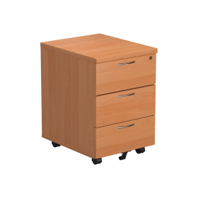 Jemini 3 Drawer Mobile Pedestal 400mm x 500mm x 595mm Beech 574275 F
