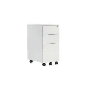 Jemini 3 Drawer Mobile Pedestal Slimline Steel 300mm x 470mm x 615mm White 447924 F