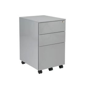 Jemini 3 Drawer Mobile Pedestal Steel 300mm x 470mm x 615mm Silver 447921 F