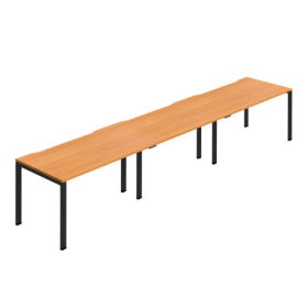 Jemini 3 Person Bench Desk 1400x800x730mm Beech Black KF800399 F