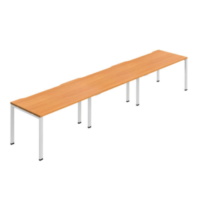 Jemini 3 Person Bench Desk 1400x800x730mm Beech White KF800401 F