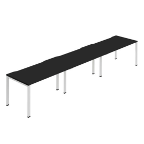 Jemini 3 Person Bench Desk 1400x800x730mm Black White KF800404 F