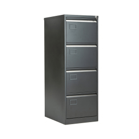 Jemini 4 Drawer Filing Cabinet Lockable 470mm x 622mm x 1321mm Black 370537 F