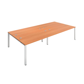 Jemini 4 Person Bench Desk 2400mm x 1600mm x 730mm Beech White 574558 F