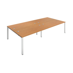 Jemini 4 Person Bench Desk 2400mm x 1600mm x 730mm Nova Oak White 574560 F