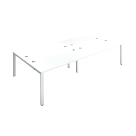 Jemini 4 Person Bench Desk 2400mm x 1600mm x 730mm White White 574561 F