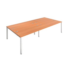 Jemini 4 Person Bench Desk 2800mm x 1600mm x 730mm Beech White 574594 F