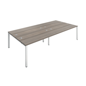 Jemini 4 Person Bench Desk 2800mm x 1600mm x 730mm Grey Oak White 574595 F