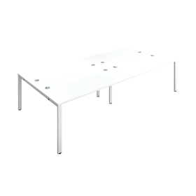 Jemini 4 Person Bench Desk 2800mm x 1600mm x 730mm White White 574597 F