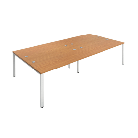 Jemini 4 Person Bench Desk 3200mm x 1600mm x 730mm Nova Oak White 574632 F
