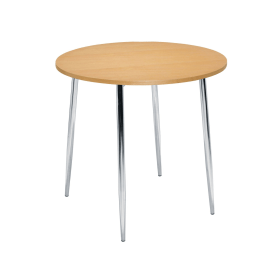 Jemini Bistro Round Coffee Table 800mm x 740mm Beech Chrome 110590 F
