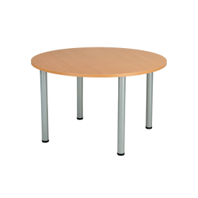 Jemini Circular Meeting Table 1200mm x 1200mm x 730mm Beech Silver 577294 F