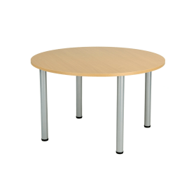 Jemini Circular Meeting Table 1200mm x 1200mm x 730mm Nova Oak Silver 577295 F