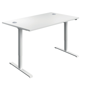 Jemini Economy Single Motor Sit Stand Desk 1200mm x 800mm x 735 1235mm White White 795763 F